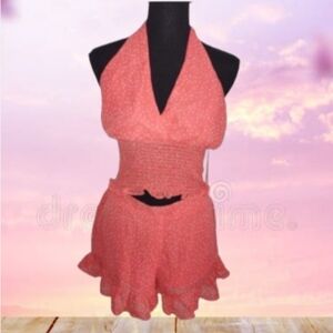 Lolita Coral Halter & Ruffle Shorts Set